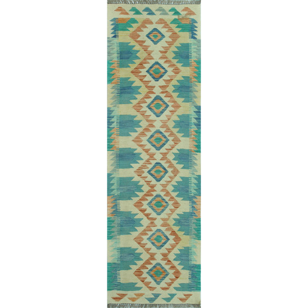 Foundry Select Bobbee Handmade Flatweave Wool Blue/Orange/Yellow Rug